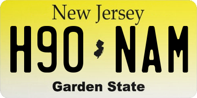 NJ license plate H90NAM