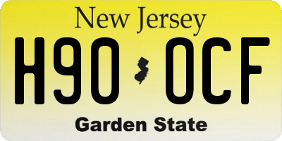 NJ license plate H90OCF