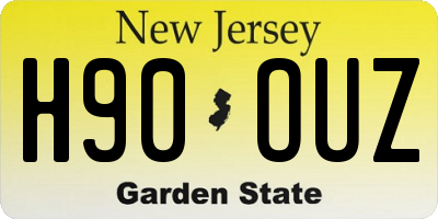NJ license plate H90OUZ