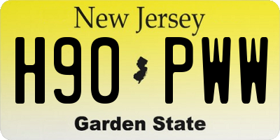 NJ license plate H90PWW