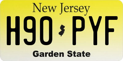 NJ license plate H90PYF