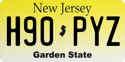 NJ license plate H90PYZ