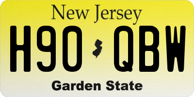NJ license plate H90QBW