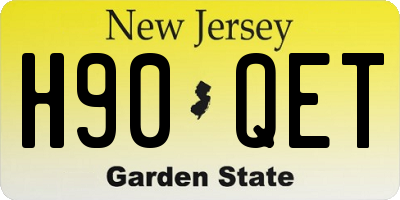 NJ license plate H90QET