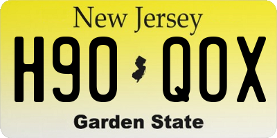 NJ license plate H90QOX