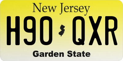 NJ license plate H90QXR