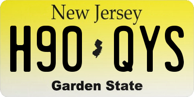 NJ license plate H90QYS