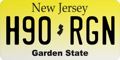 NJ license plate H90RGN
