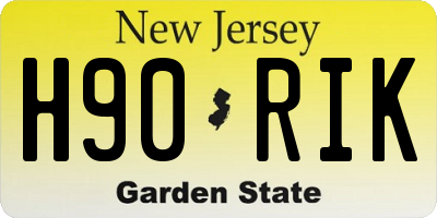 NJ license plate H90RIK