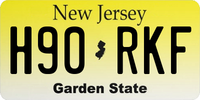 NJ license plate H90RKF