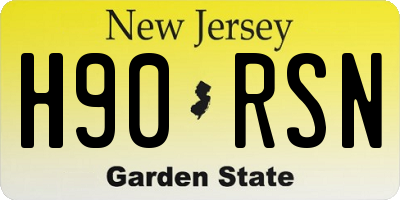 NJ license plate H90RSN