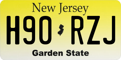 NJ license plate H90RZJ