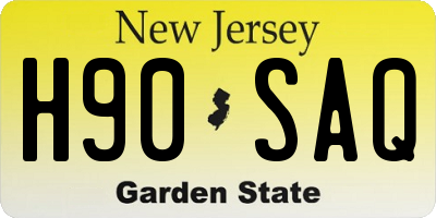 NJ license plate H90SAQ