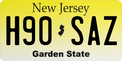 NJ license plate H90SAZ
