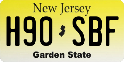 NJ license plate H90SBF