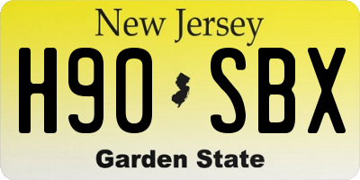NJ license plate H90SBX