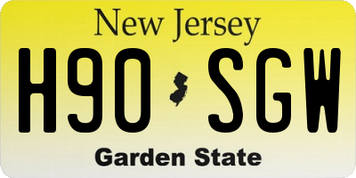 NJ license plate H90SGW