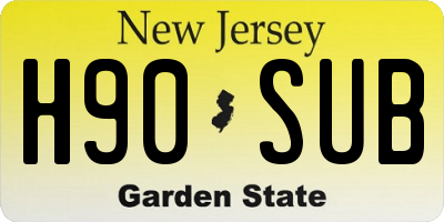 NJ license plate H90SUB