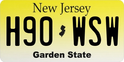 NJ license plate H90WSW
