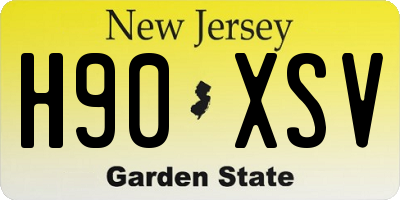 NJ license plate H90XSV