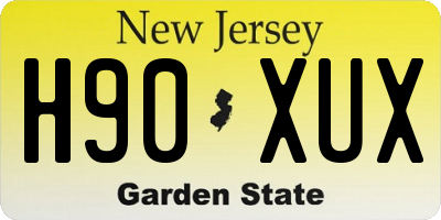 NJ license plate H90XUX