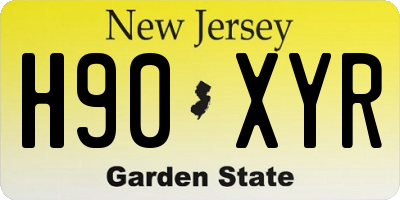 NJ license plate H90XYR