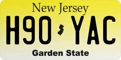 NJ license plate H90YAC