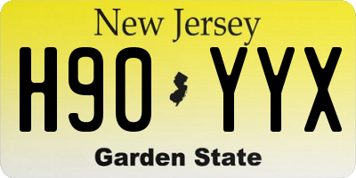NJ license plate H90YYX