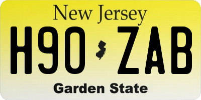 NJ license plate H90ZAB