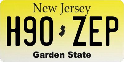 NJ license plate H90ZEP