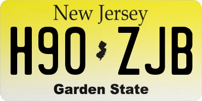 NJ license plate H90ZJB