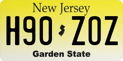 NJ license plate H90ZOZ