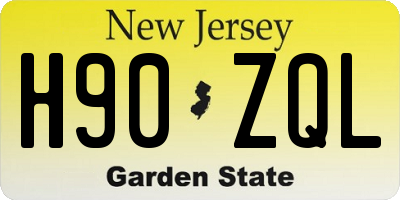 NJ license plate H90ZQL