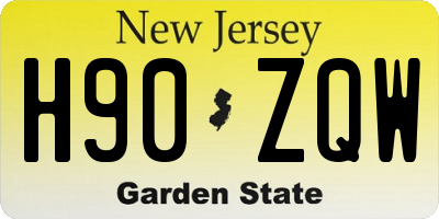 NJ license plate H90ZQW