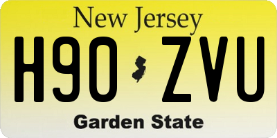 NJ license plate H90ZVU