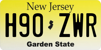 NJ license plate H90ZWR