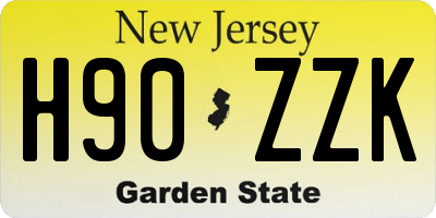 NJ license plate H90ZZK