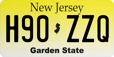 NJ license plate H90ZZQ