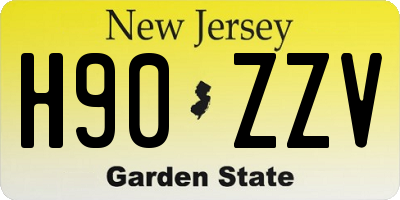 NJ license plate H90ZZV