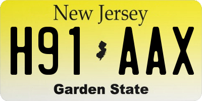 NJ license plate H91AAX