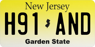 NJ license plate H91AND
