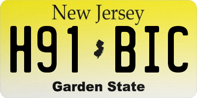 NJ license plate H91BIC