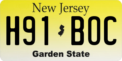 NJ license plate H91BOC