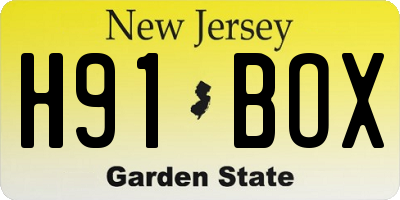 NJ license plate H91BOX
