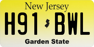 NJ license plate H91BWL