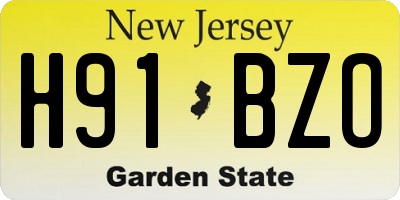 NJ license plate H91BZO