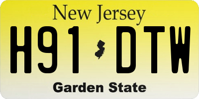 NJ license plate H91DTW