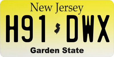 NJ license plate H91DWX