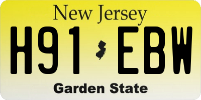 NJ license plate H91EBW