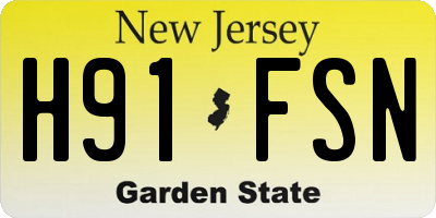 NJ license plate H91FSN